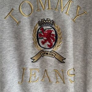 Tommy Hilfiger Gray Sweatshirt with Red and Blue Logo